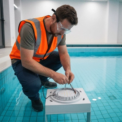 Installation d'éclairage LED pour piscine