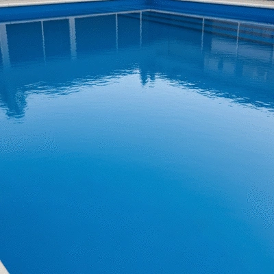 Detailed shot of smooth, renovated pool surface with blue gelcoat