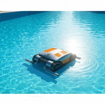 Robot nettoyeur de piscine autonome en action