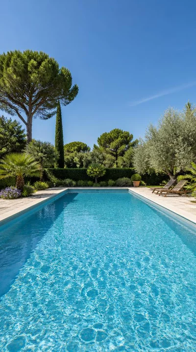 Piscine propre et étincelante sous le soleil de Hyères