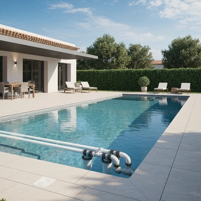Piscine moderne avec un système de filtration propre et une eau cristalline